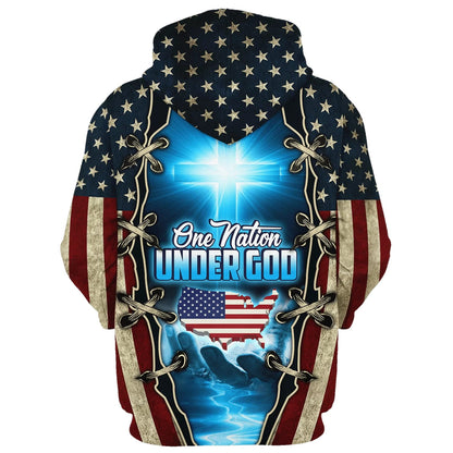 Hand Of God American One Nation Under God Hoodies - Men & Women Christian Hoodie - 3D Printed Hoodie