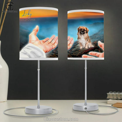Hand Of God Custom Dog Lamp Art Table Lamp - Personalized Pet Memorial Table Lamp Art - Pet Memorial Gifts
