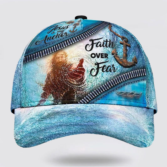 Hand Of God Faith Over Fear Anchor Baseball Cap - Christian Hats for Men and Women