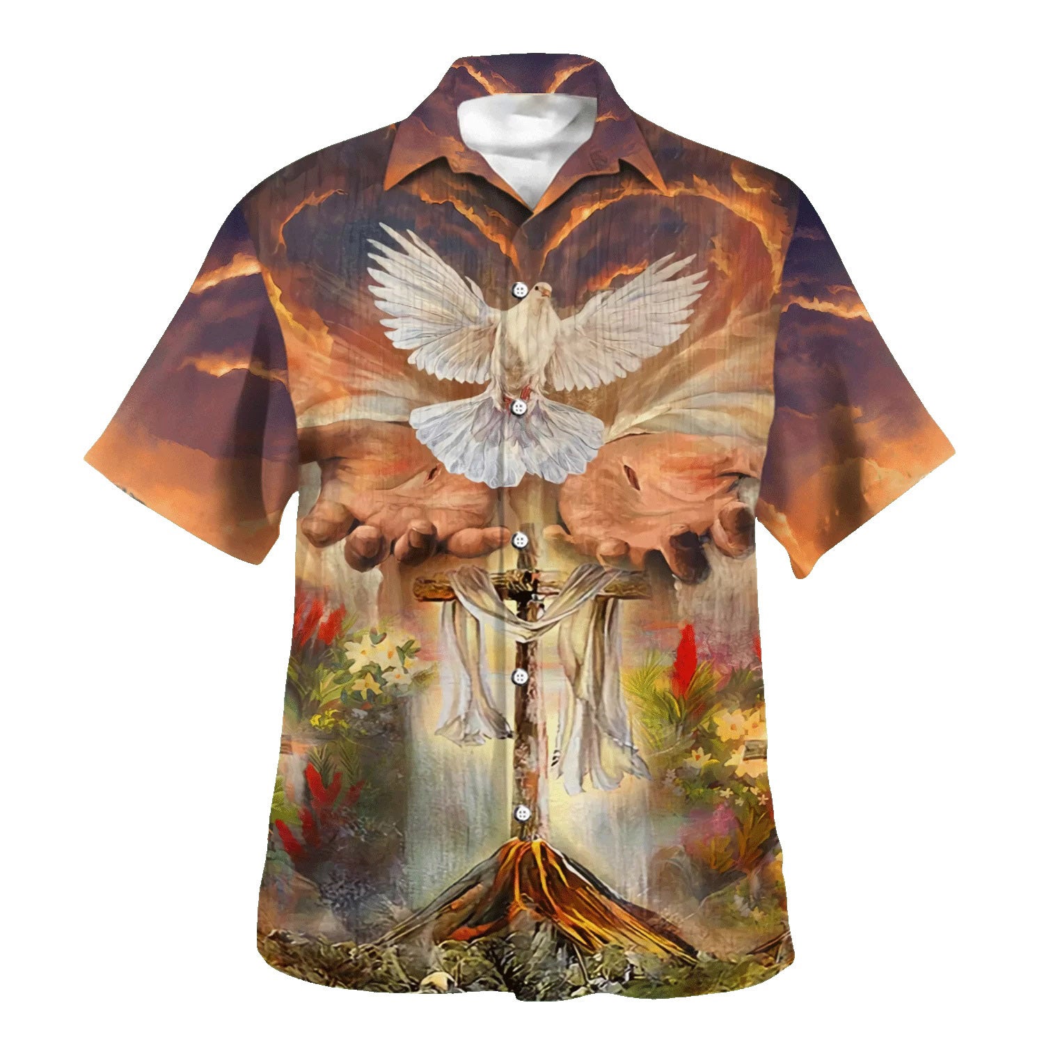 Hand Of God Holy Dove Cross Hawaiian Shirts For Men And Women - Christian Hawaiian Shirt - Hawaiian Summer Shirts