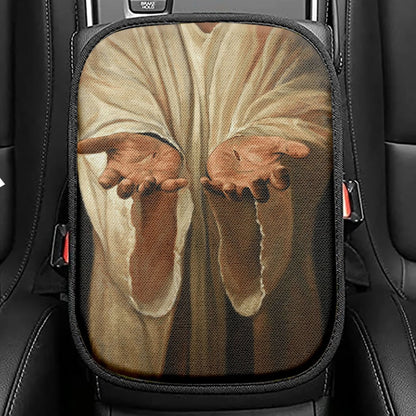 Hand Of God Jesus Seat Box Cover, Christian Car Center Console Cover, Religious Car Interior Accessories