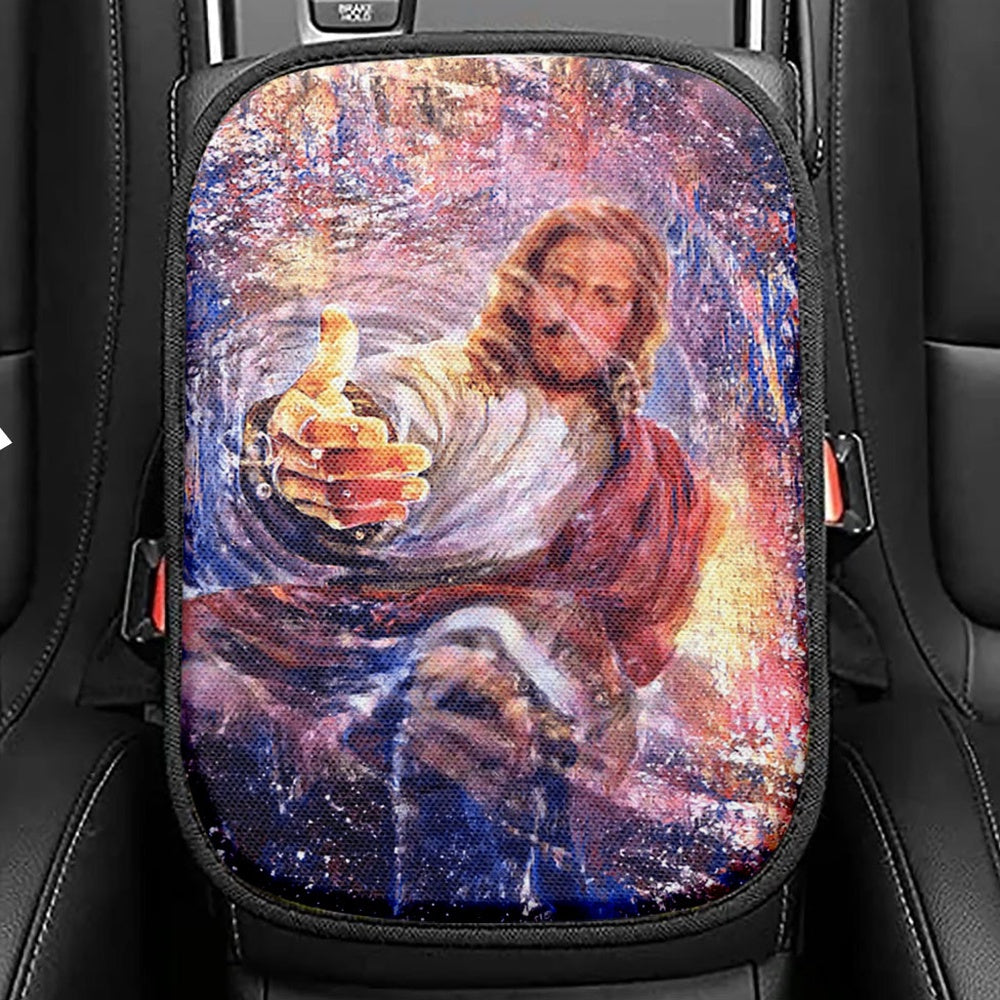 Hand Of God Knowing Jesus Seat Box Cover, Christian Car Center Console Cover, Religious Car Interior Accessories