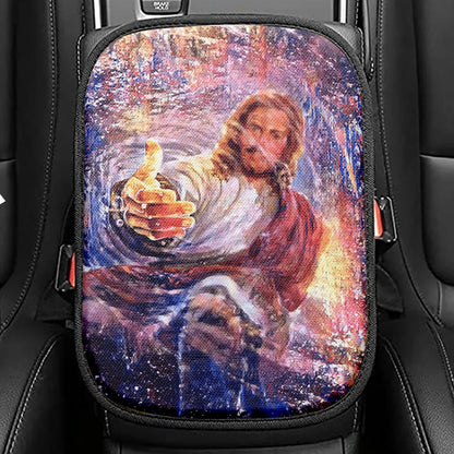 Hand Of God Knowing Jesus Seat Box Cover, Christian Car Center Console Cover, Religious Car Interior Accessories