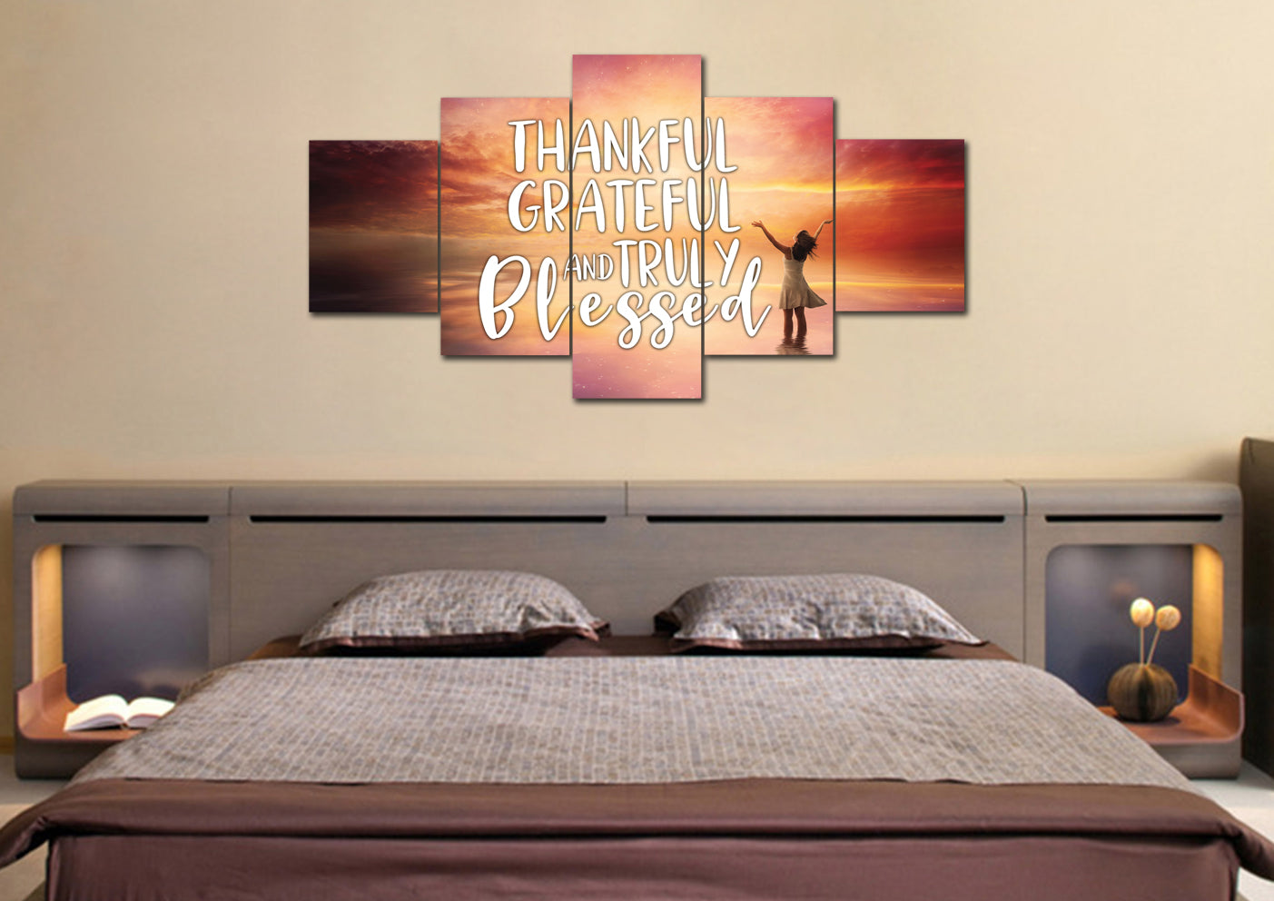 Hands Out Thankful, Grateful & Blessed Wall Art - Christian Canvas Wall Art