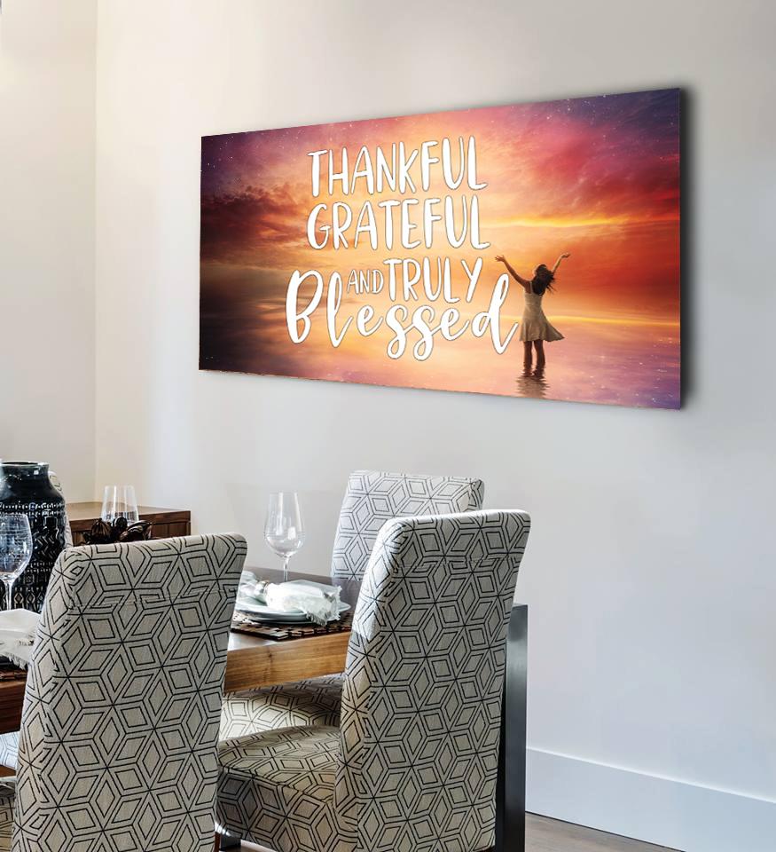 Hands Out Thankful, Grateful & Blessed Wall Art - Christian Canvas Wall Art