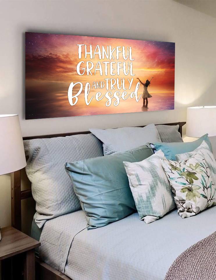 Hands Out Thankful, Grateful & Blessed Wall Art - Christian Canvas Wall Art