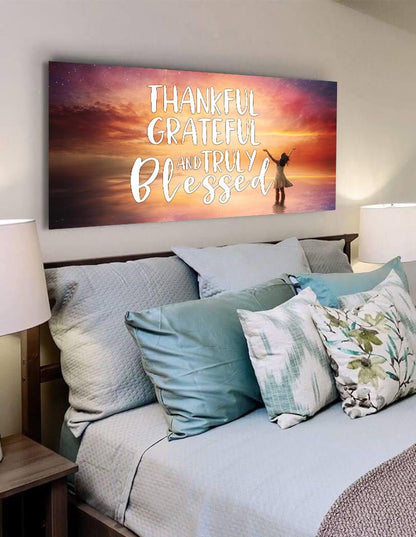 Hands Out Thankful, Grateful & Blessed Wall Art - Christian Canvas Wall Art
