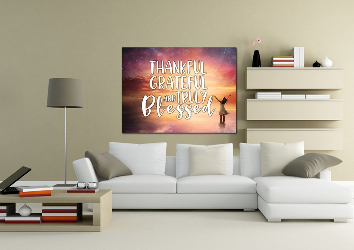 Hands Out Thankful, Grateful & Blessed Wall Art - Christian Canvas Wall Art