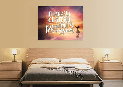 Hands Out Thankful, Grateful & Blessed Wall Art - Christian Canvas Wall Art