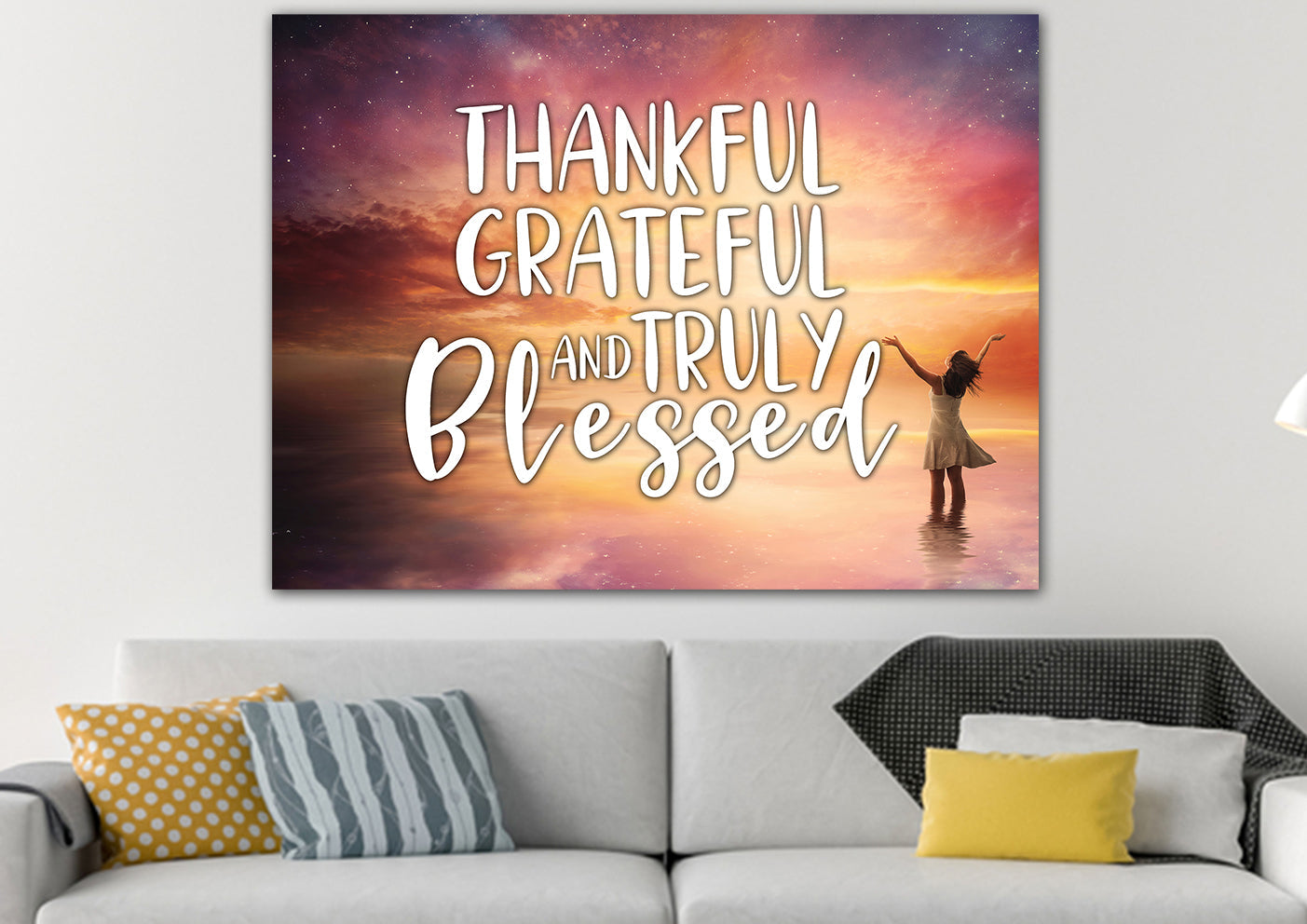 Hands Out Thankful, Grateful & Blessed Wall Art - Christian Canvas Wall Art