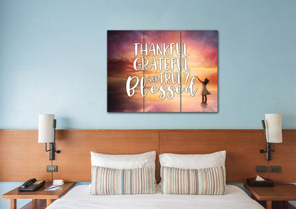 Hands Out Thankful, Grateful & Blessed Wall Art - Christian Canvas Wall Art
