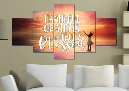 Hands Out Thankful, Grateful & Blessed Wall Art - Christian Canvas Wall Art