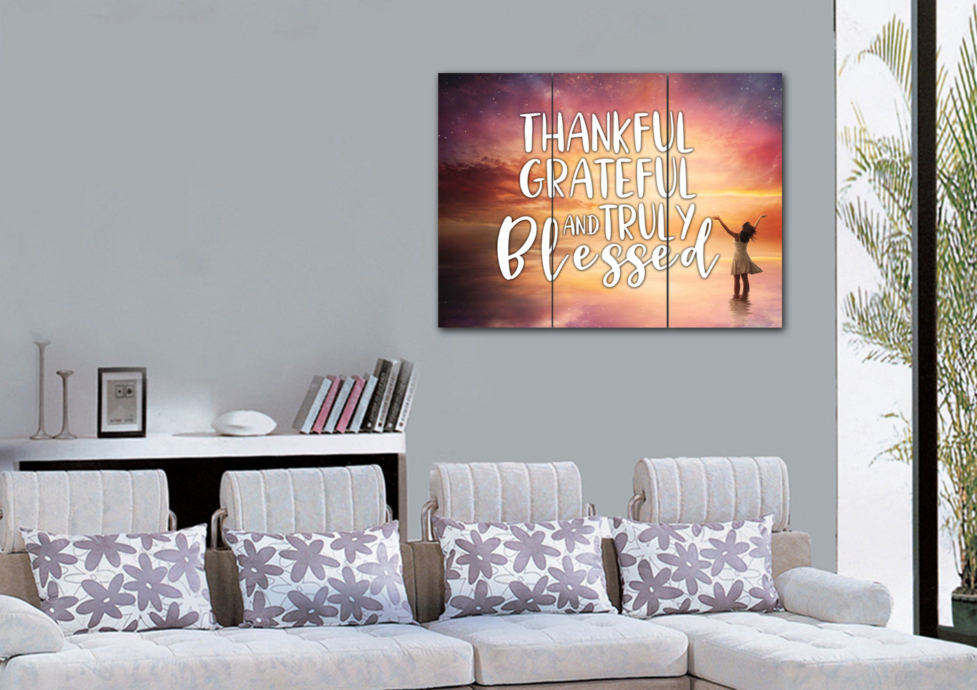 Hands Out Thankful, Grateful & Blessed Wall Art - Christian Canvas Wall Art