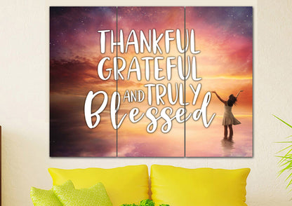 Hands Out Thankful, Grateful & Blessed Wall Art - Christian Canvas Wall Art