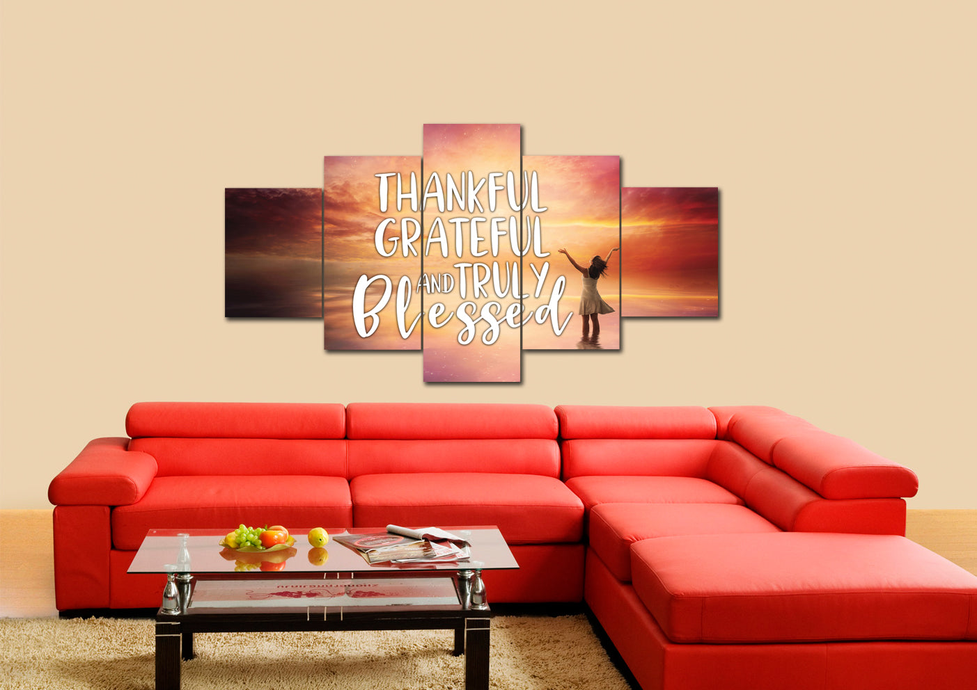 Hands Out Thankful, Grateful & Blessed Wall Art - Christian Canvas Wall Art