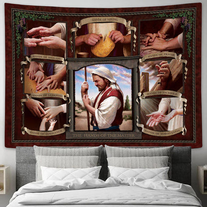 Hands of the Master Tapestry - Religious Tapestry Christian - Jesus Pictures - Christian Wall Tapestry