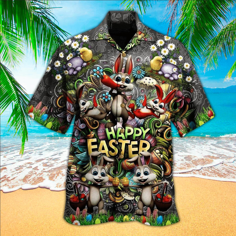 Happ Easter Bunny Hawaiian Shirt - Easter Hawaiian Shirts For Men & Women