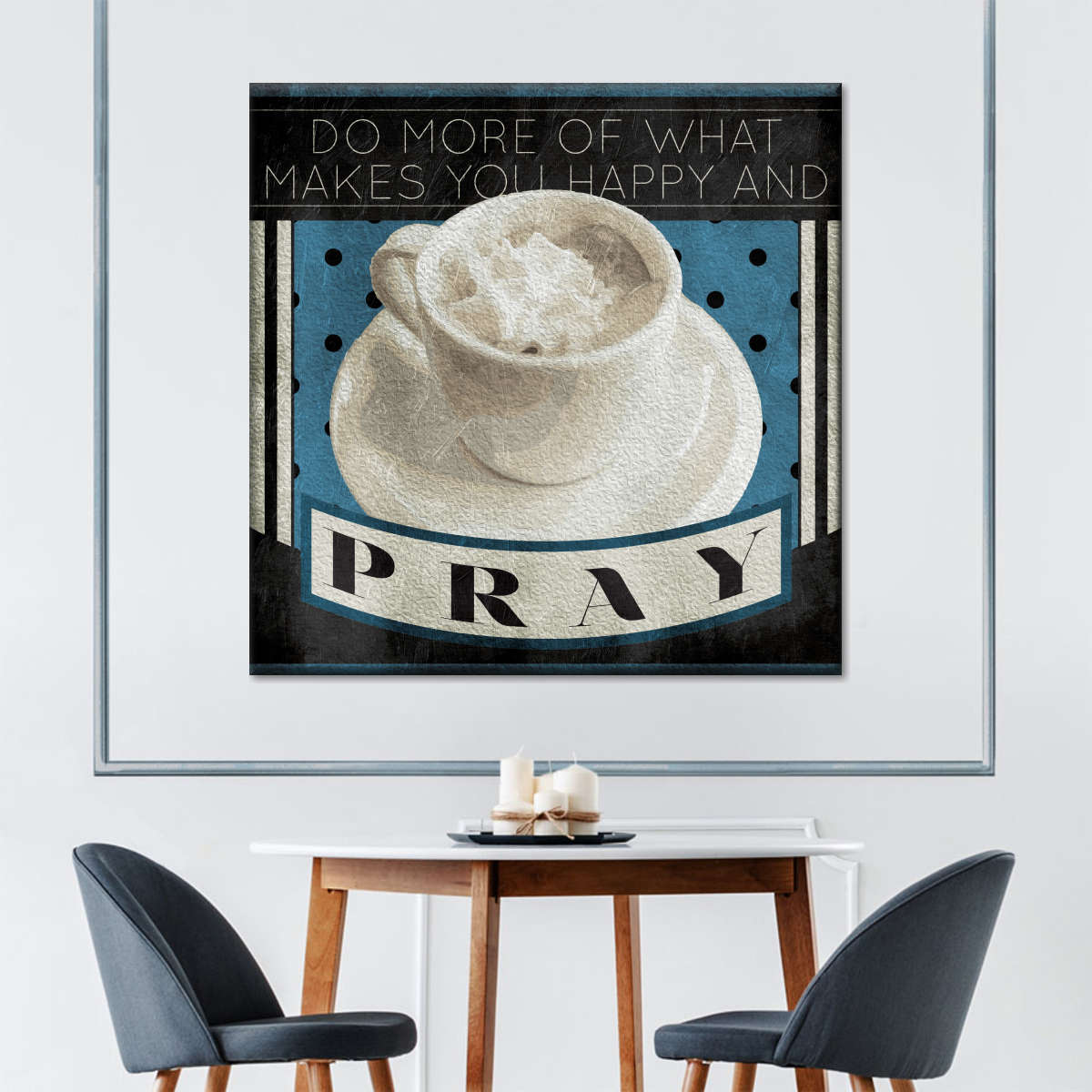 Happy And Pray Square Canvas Wall Art - Christian Wall Decor - Christian Wall Hanging