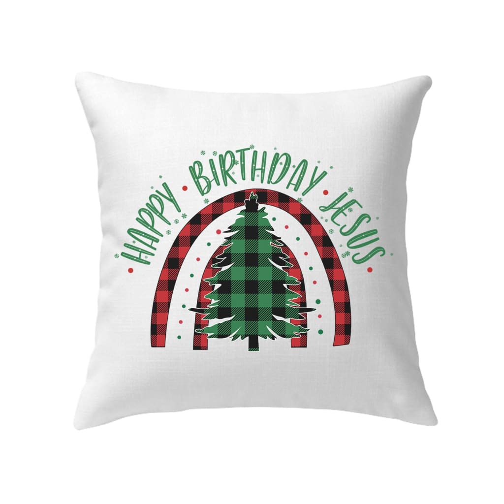 Happy Birthday Jesus Christmas Tree Pillow