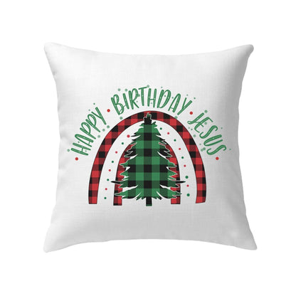Happy Birthday Jesus Christmas Tree Pillow