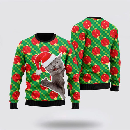 Happy Cat With Ornarment Christmas Ball Ugly Christmas Sweater For Men And Women, Best Gift For Christmas, Christmas Fashion Winter