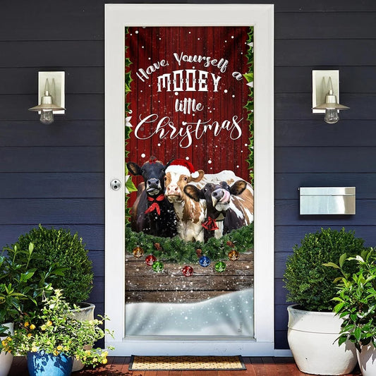 Happy Cattle Christmas Door Cover - Christmas Outdoor Decoration