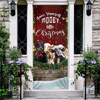 Happy Cattle Christmas Door Cover - Christmas Outdoor Decoration