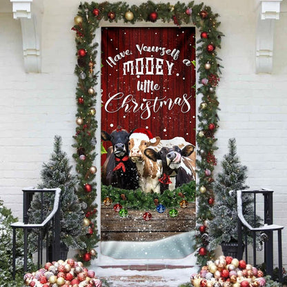 Happy Cattle Christmas Door Cover - Christmas Outdoor Decoration