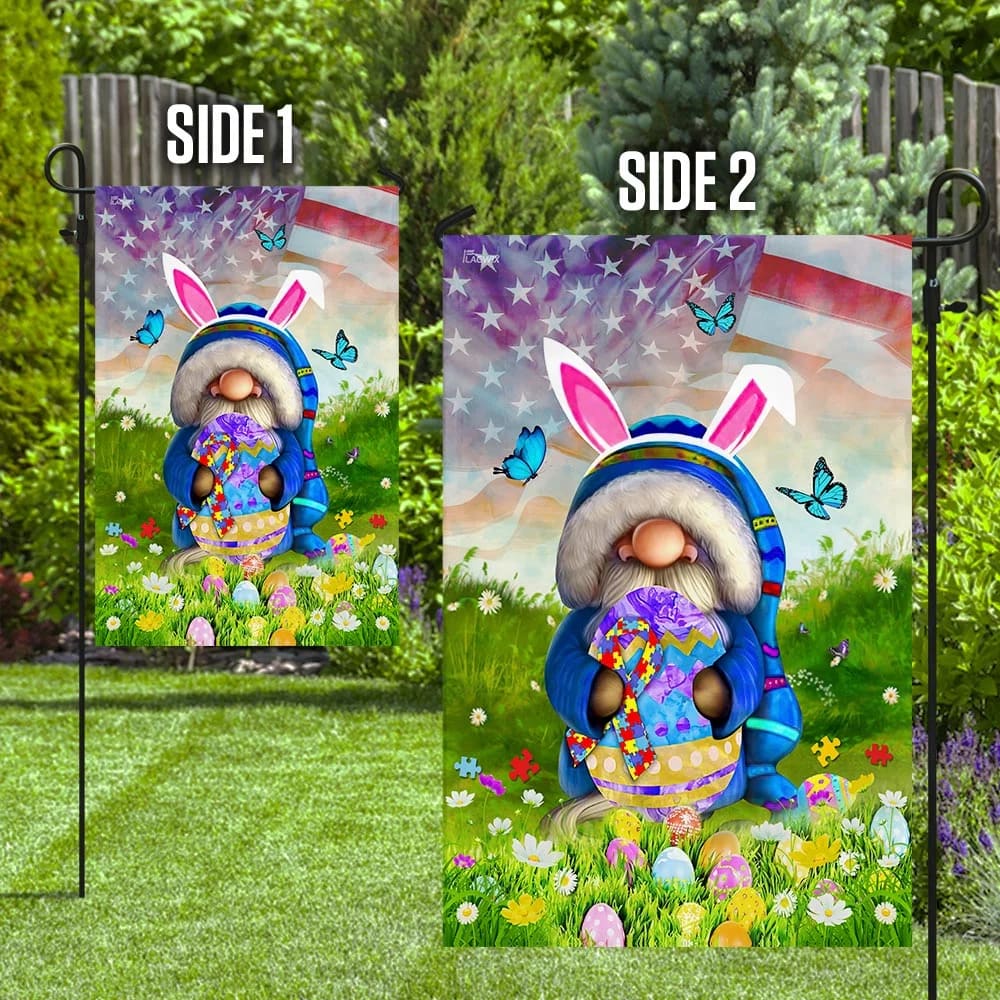 Happy Easter Autism Awareness Gnome Flag - Easter House Flags - Christian Easter Garden Flags