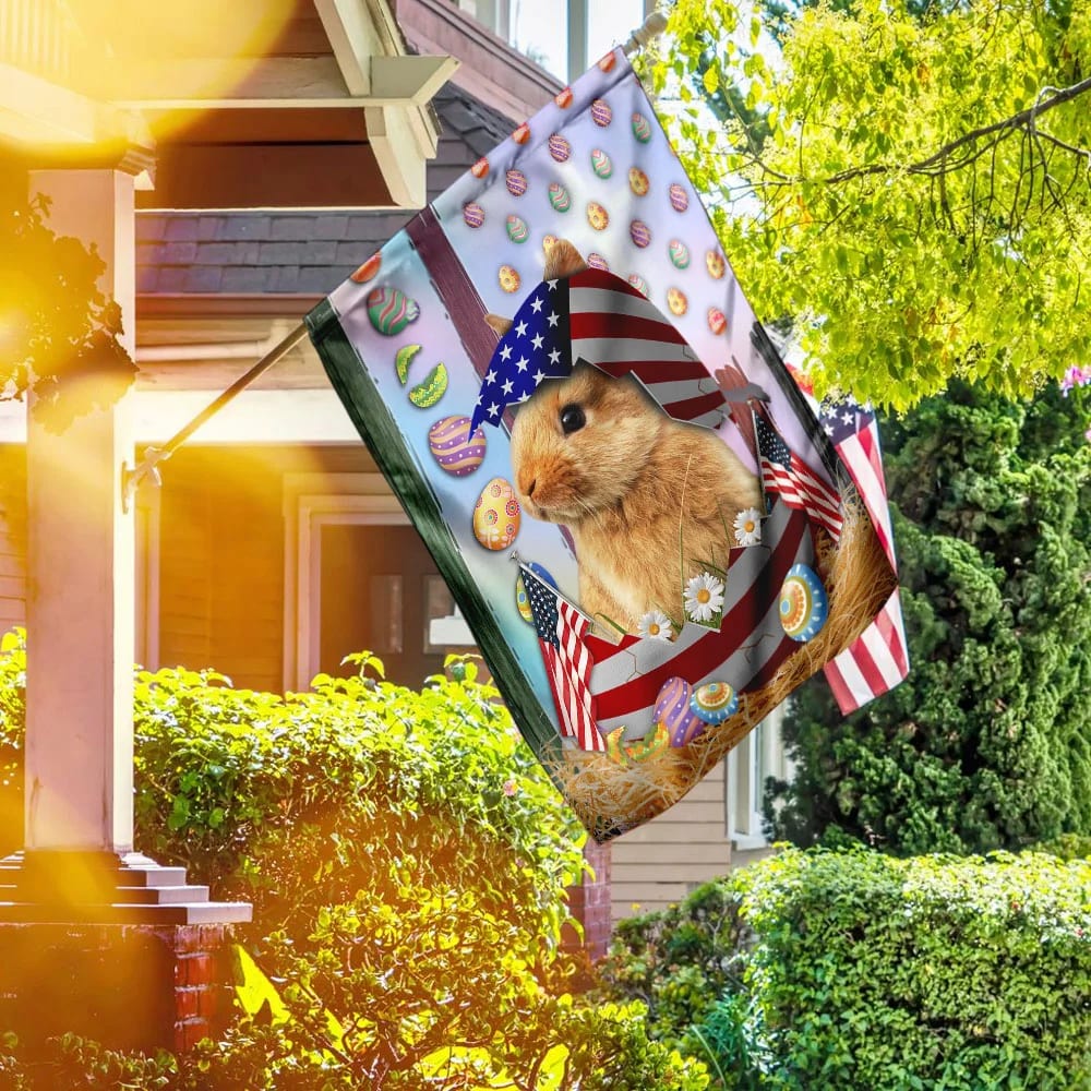 Happy Easter Bunny American Flag - Easter House Flags - Christian Easter Garden Flags