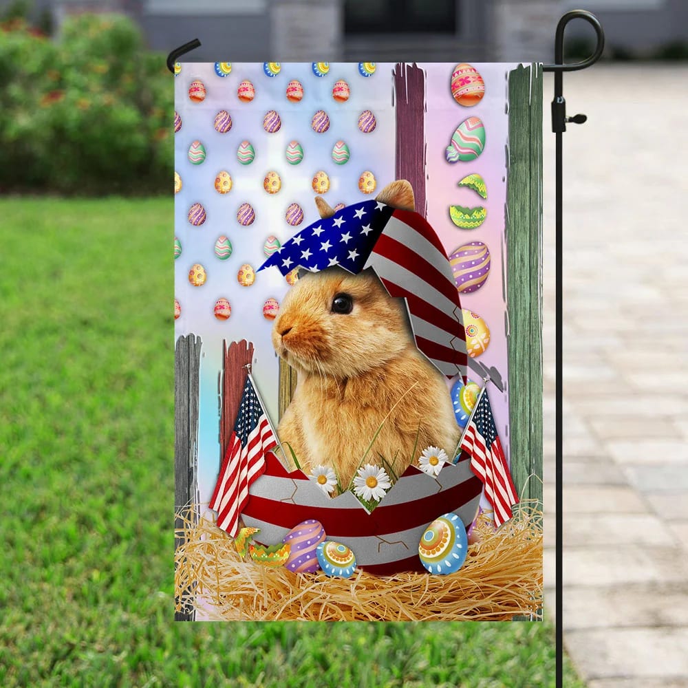 Happy Easter Bunny American Flag - Easter House Flags - Christian Easter Garden Flags