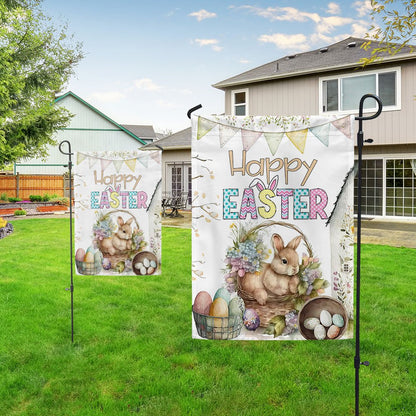 Happy Easter Bunny Eggs Flag - Religious Easter House Flags - Christian Flag