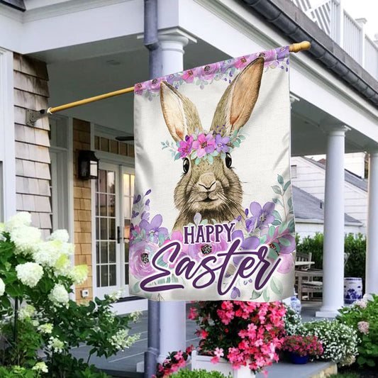 Happy Easter Bunny Flag - Easter House Flags - Christian Outdoor Easter Flags