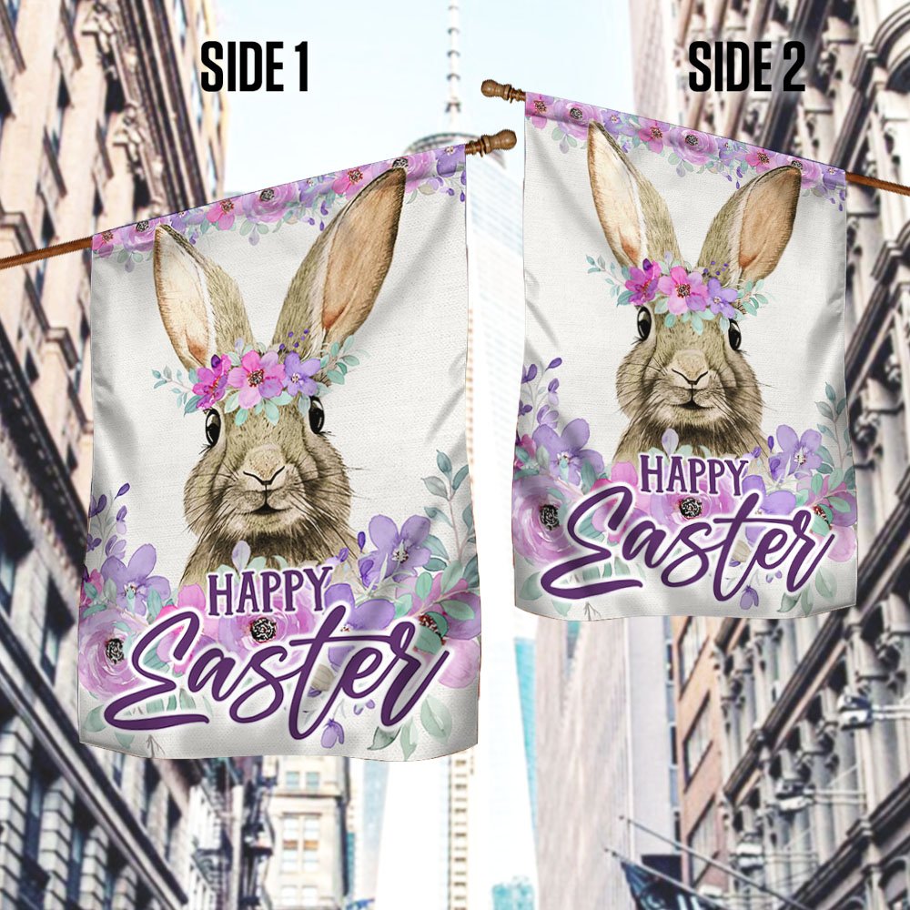 Happy Easter Bunny Flag - Easter House Flags - Christian Outdoor Easter Flags