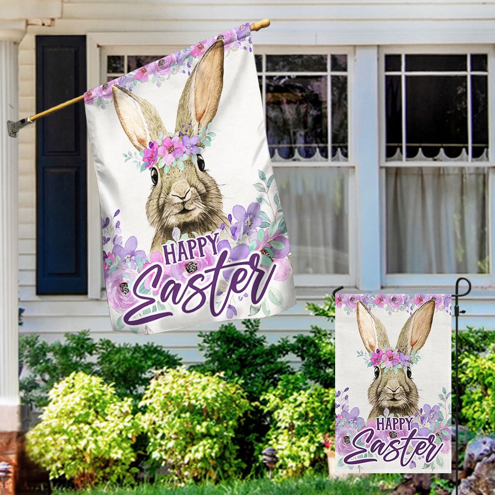 Happy Easter Bunny Flag - Easter House Flags - Christian Outdoor Easter Flags