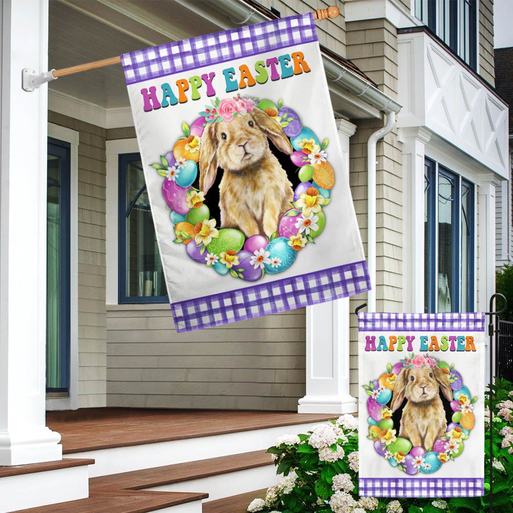 Happy Easter Bunny Flag - Religious Easter House Flags - Easter Garden Flags