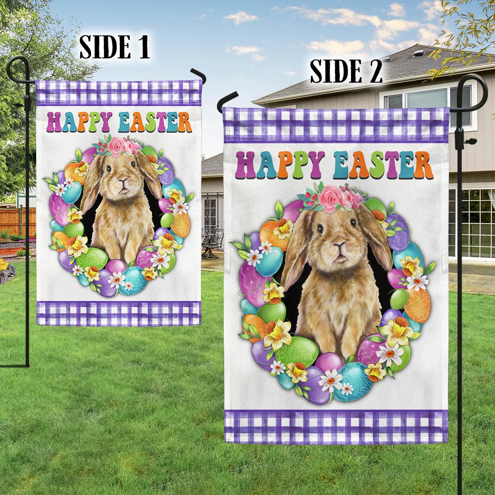 Happy Easter Bunny Flag - Religious Easter House Flags - Easter Garden Flags