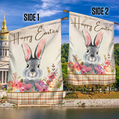 Happy Easter Bunny Rabbit Flag - Religious Easter House Flags - Christian Flag
