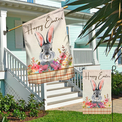 Happy Easter Bunny Rabbit Flag - Religious Easter House Flags - Christian Flag