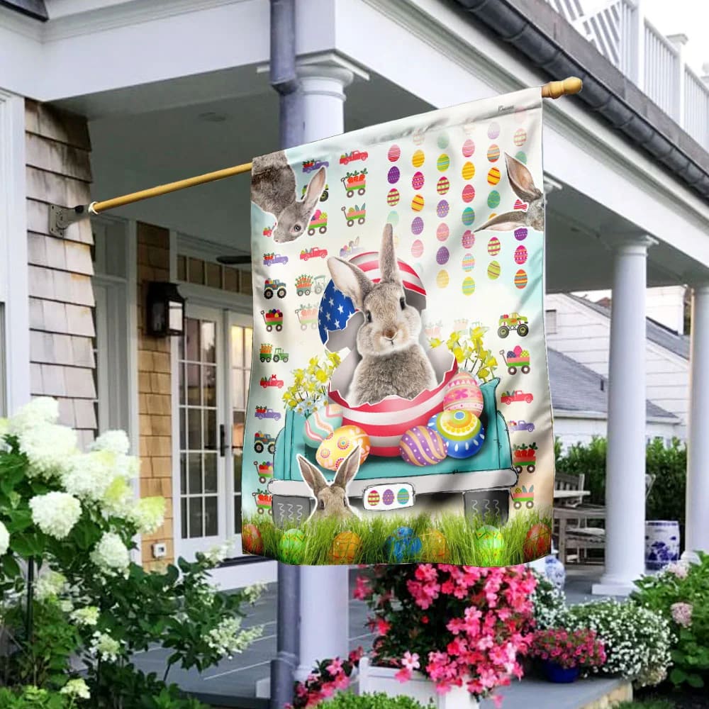 Happy Easter Bunny Truck Flag - Easter House Flags - Christian Easter Garden Flags