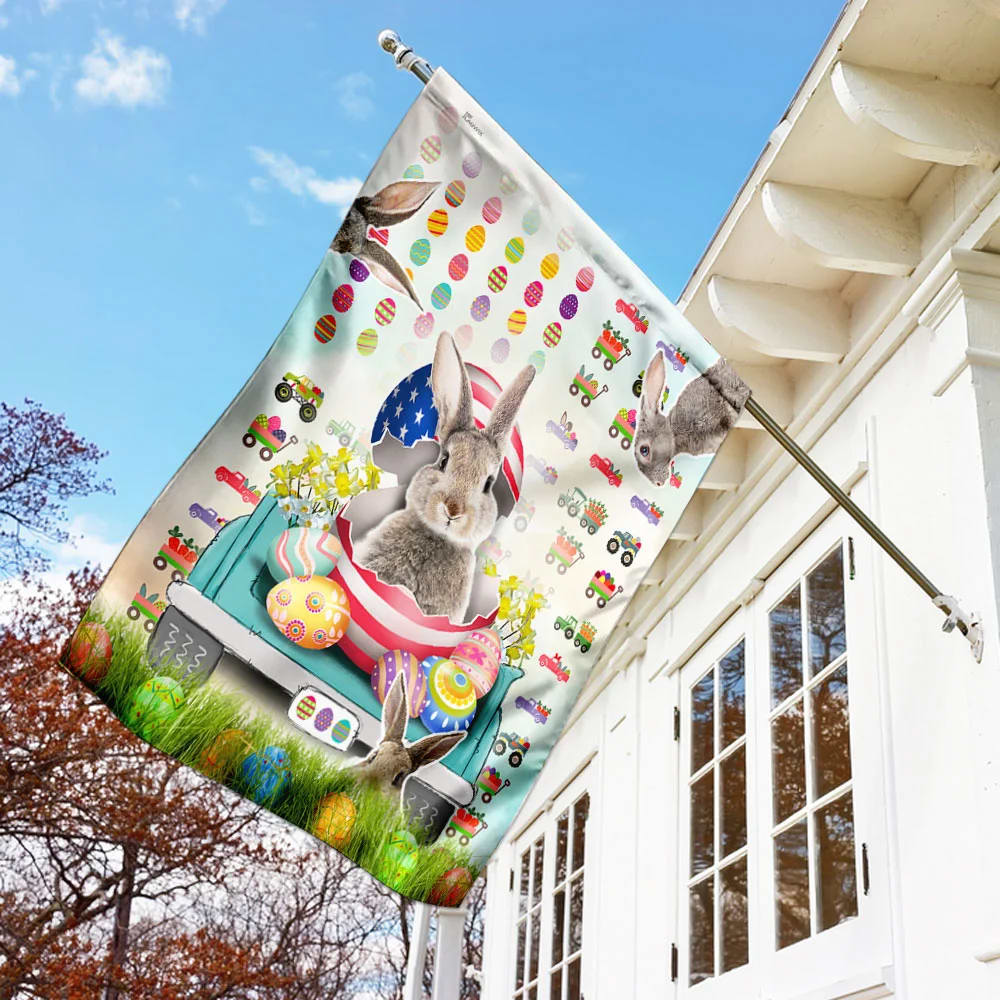 Happy Easter Bunny Truck Flag - Easter House Flags - Christian Easter Garden Flags