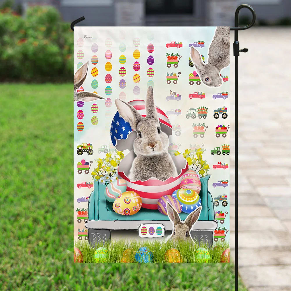 Happy Easter Bunny Truck Flag - Easter House Flags - Christian Easter Garden Flags