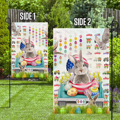 Happy Easter Bunny Truck Flag - Easter House Flags - Christian Easter Garden Flags