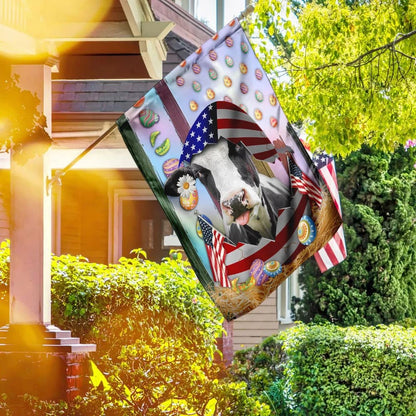 Happy Easter Cow American Flag - Easter House Flags - Christian Easter Garden Flags