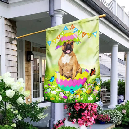 Happy Easter French Bulldog Egg Flag - Easter Garden Flag - Easter Outdoor Decor