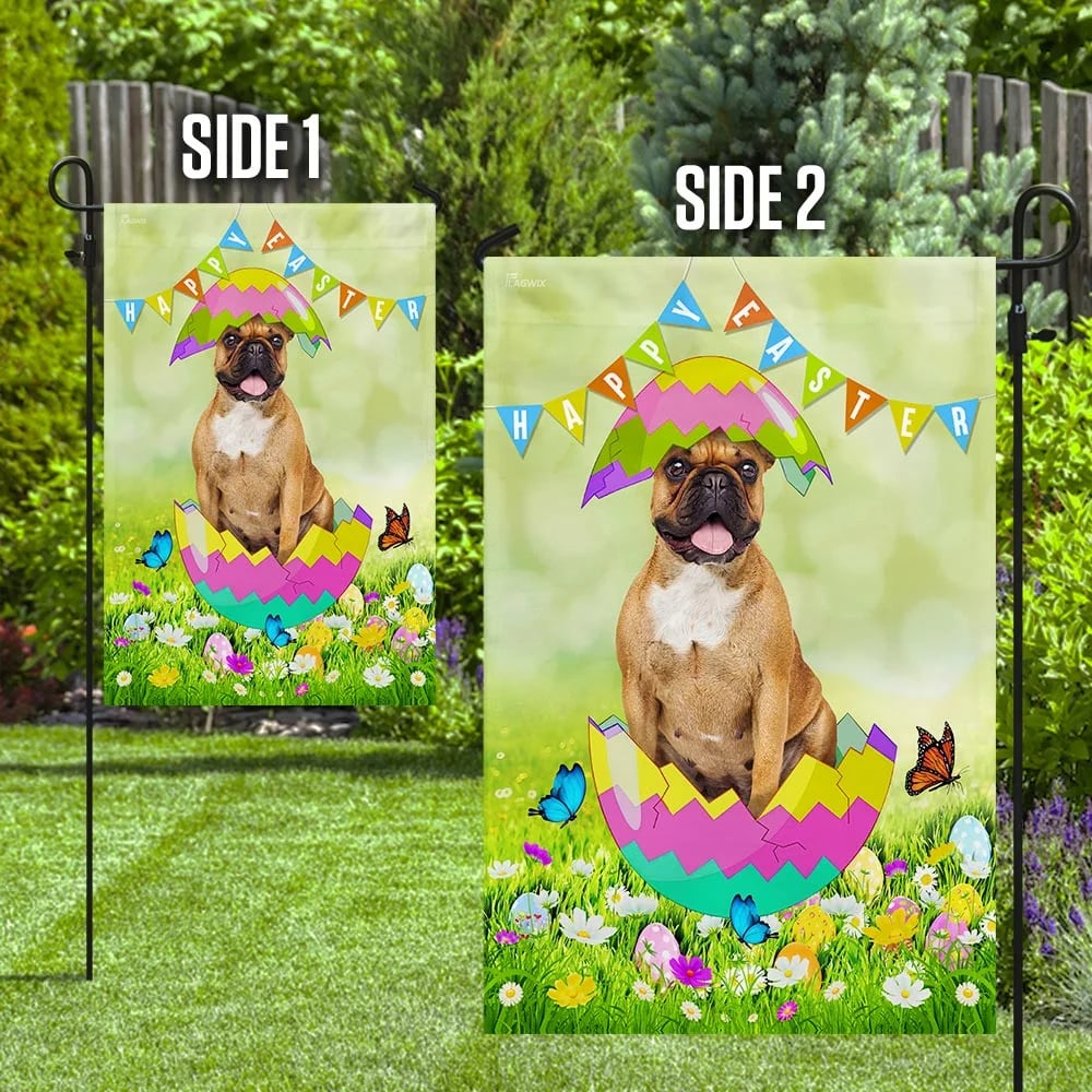 Happy Easter French Bulldog Egg Flag - Easter Garden Flag - Easter Outdoor Decor
