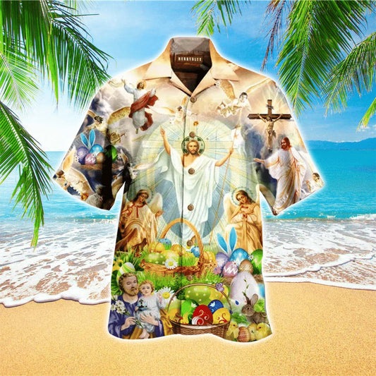 Happy Easter Jesus Hawaiian Shirt - Christian Hawaiian Shirts For Men & Women