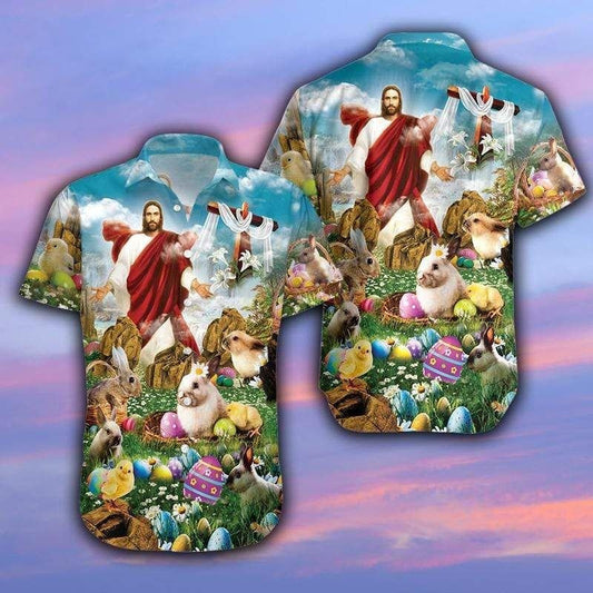 Happy Easter Jesus Is Risen Hawaiian Shirts - Christian Hawaiian Shirts For Men & Women
