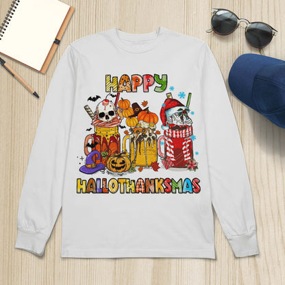 Happy Hallothanksmas, Halloween, Thanksgiving, Christmas T-Shirt