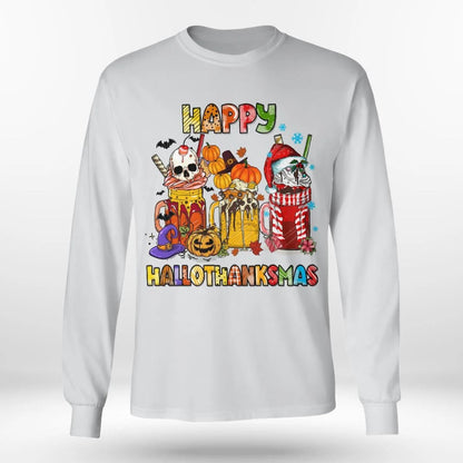 Happy Hallothanksmas, Halloween, Thanksgiving, Christmas T-Shirt